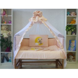 Комплект для кроватки новорождённого 7 предметов Монис стиль Мишка на луне