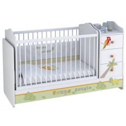 Комната для новорожденного Polini Basic Джунгли, 3 предмета: кроватка-трансформер+комод+шкаф двухсекционный