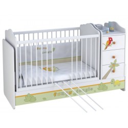 Комната для новорожденного Polini Basic Джунгли, 3 предмета: кроватка-трансформер+комод+шкаф двухсекционный