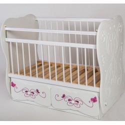 Детская кроватка для новорожденного Сафаня №6 поперечный маятник + закрытый ящик