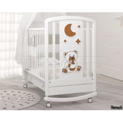 Кроватка для новорожденного Angela Bella Жаклин Мишка с соской (качалка + колёса + ящик)