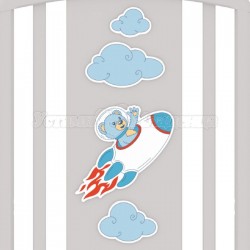 Кроватка для новорожденного Angela Bella Жаклин Мишка на ракете (качалка + колёса + ящик)