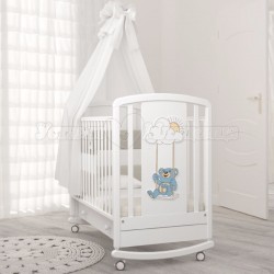 Кроватка для новорожденного Angela Bella Жаклин Мишка на качелях (качалка + колёса + ящик)
