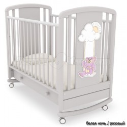 Кроватка для новорожденного Angela Bella Жаклин Мишка на качелях (качалка + колёса + ящик)
