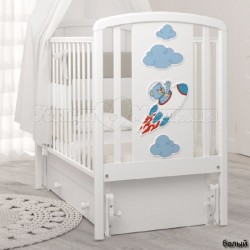 Кроватка для новорожденного Angela Bella Жаклин Мишка на ракете (универсальный маятник+ящик)
