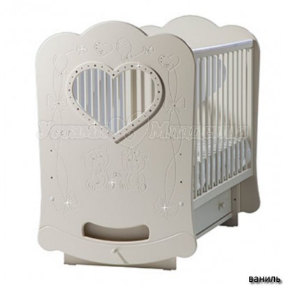 Детская кроватка для новорожденного с поперечным маятником Лель Кубаньлесстрой БИ 44.2 Baby Sleep-2 (сердце)