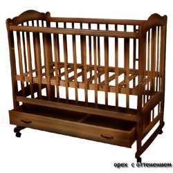 Детская кроватка для новорожденного на колёсиках с качалкой и ящиком Счастливый Малыш Варвара