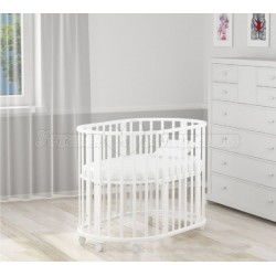 Премиум кроватка 9 в 1 ANU круглая для новорожденного White