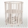 Детская круглая (овальная) кроватка трансформер для новорожденного Агат Папа Карло 1/6 с поперечным маятником