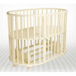 Детская круглая (овальная) кроватка трансформер для новорожденного Агат Папа Карло 1/6 с поперечным маятником