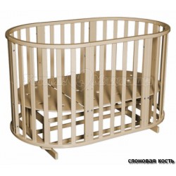 Детская круглая (овальная) кроватка трансформер для новорожденного Антел Северянка 3 с поперечным маятником