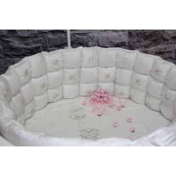 Универсальный комплект для круглой и овальной кроватки Incanto Серебряные листья (7 предметов) сатин