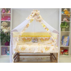 Набор в кроватку новорождённого Монис стиль Мишки в гамаке 7 предметов