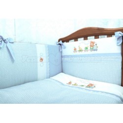 Комплект в кроватку Сонный гномик Паровозик 6 предметов сатин