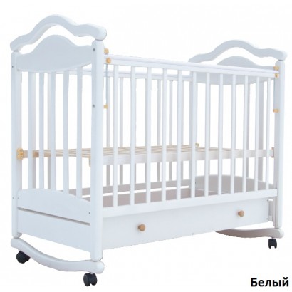 Детская кроватка для новорожденного Лаура-7 колёса + качалка + ящик