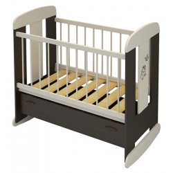 Детская кроватка для новорожденного Алмаз мебель Зайка колёса + качалка + ящик