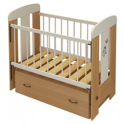 Детская кроватка для новорожденного Алмаз мебель Зайка поперечный маятник + закрытый ящик