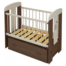 Детская кроватка для новорожденного Алмаз мебель Зайка поперечный маятник + закрытый ящик
