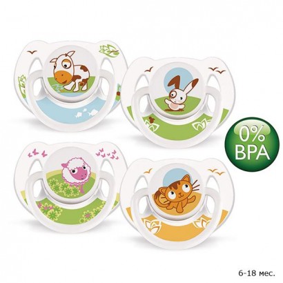 Набор из 2 пустышек силиконовых Avent Домашние животные BPA-Free (Авент)
