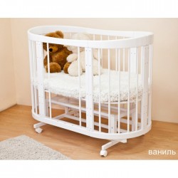 Детская овальная кроватка для новорожденного Можга Красная звезда Паулина С322 с продольным маятником