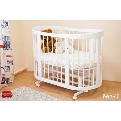 Детская круглая кроватка для новорожденного Можга Красная звезда Паулина-2 С422 с продольным маятником