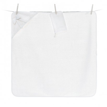 Полотенце-уголок Funnababy Premium Baby White 90x90 см + варежка