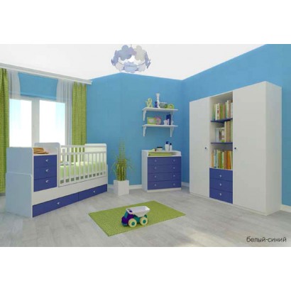 Комната для малыша Фея 3 предмета: кроватка трансформер с маятником 1100 + комод 1580 + шкаф трёхсекционный