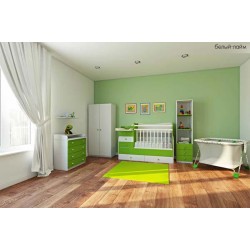 Комната для новорожденного Фея 4 предмета: кроватка трансформер 1400 + комод 1580 + шкаф двухсекционный + стеллаж