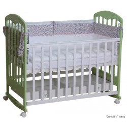 Детская кроватка для новорожденного качалка+колёсики с ящиком Фея 325