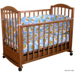 Детская кроватка для новорожденного на колёсиках Фея 633 с ящиком+качалка