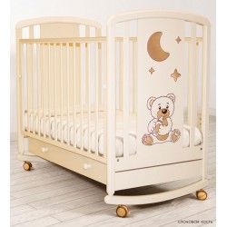 Детская кроватка для новорожденного качалка на колёсиках Angela Bella Жаклин с ящиком